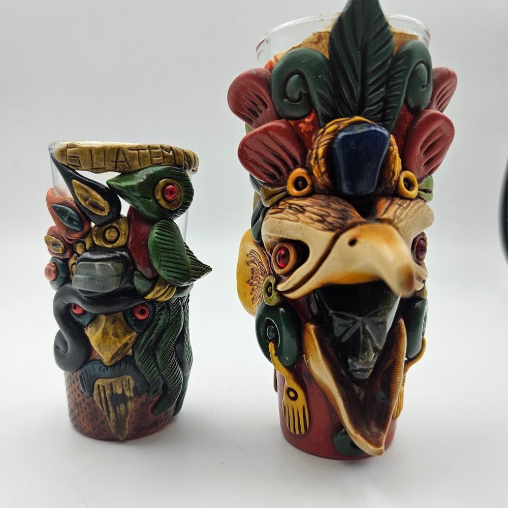 Two very cool Aztec shot glasses.